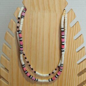Beachy Puka and Bead Necklace Lot of 2